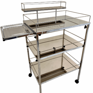 Carro curativo inox 304 com 3 prateleiras